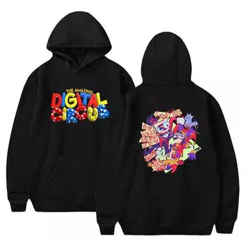 Мужская женская толстовка с капюшоном The Amazing Digital Circus Graphic, аниме, уличная одежда, Harajuku, повседневные пуловеры с капюшоном и принтом, толстовки XS чёрный