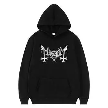 Мужская женская толстовка с капюшоном, винтажная толстовка с капюшоном The True Mayhem, топы, толстовки в стиле панк Y2K, зимний топ для бега XS чёрный