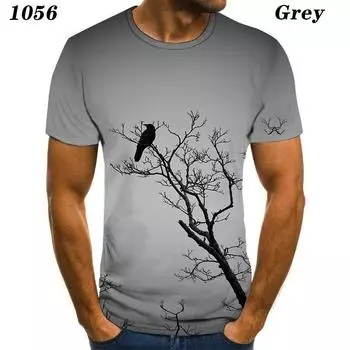 Мужская женская унисекс 3D-принт дерева футболка с коротким рукавом модная мужская пара свитера повседневная 3D футболка S