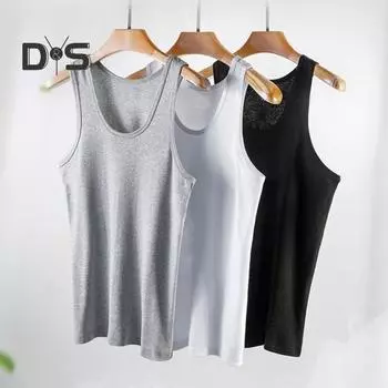 Мужская жилетка с круглым вырезом без рукавов, облегающая майка, однотонная быстросохнущая футболка для улицы L чёрный