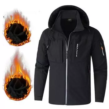 Мужская зимняя альпинистская куртка для снега, теплая, софтшелл, с капюшоном, утолщенная, походная куртка 4XL