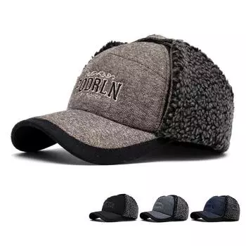 Мужская зимняя бархатная толстая бейсбольная кепка, теплая хлопковая кепка для защиты ушей, ветрозащитная кепка для людей среднего и пожилого возраста серый