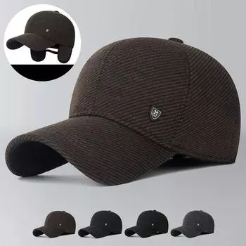 Мужская зимняя бейсболка для защиты ушей, теплая кепка для активного отдыха, для людей среднего и пожилого возраста, для велоспорта, плотная хлопковая кепка темно-синий