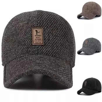 Мужская зимняя бейсболка с наушниками в стиле хлопка, подходящая для зимнего бега на открытом воздухе