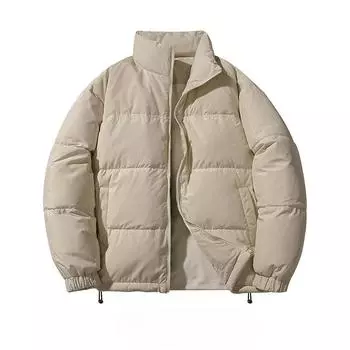 Мужская зимняя белая утиная пуховая термокуртка с воротником-стойкой для пары, многоцветная универсальная одежда для хлеба S чёрный