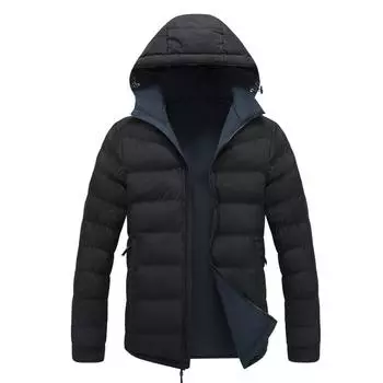 Мужская зимняя двусторонняя съемная шапка, утепленная теплая пуховая хлопковая куртка L серый