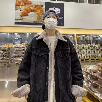 Мужская зимняя джинсовая хлопковая куртка с вельветом, американский стиль, уличный стиль, толстая и свободного кроя M