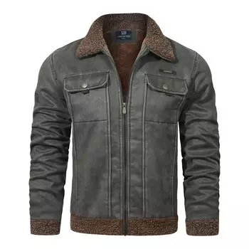 Мужская зимняя флисовая куртка с лацканами, меховая интегрированная куртка, мужская свободная мужская одежда XL