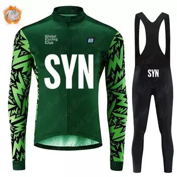 Мужская зимняя флисовая термокуртка с длинным рукавом для велоспорта, комбинезон, штаны, Ropa Ciclismo, одежда для велосипедистов, униформа для горного велосипеда S