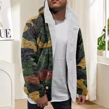 Мужская зимняя флисовая толстовка с капюшоном на молнии с накладным карманом, повседневная куртка L темно-зеленого