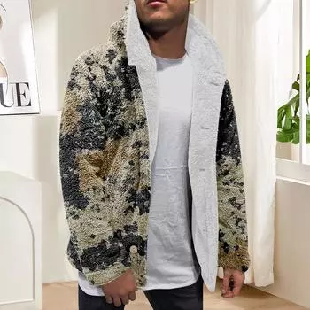 Мужская зимняя флисовая толстовка с капюшоном на молнии с накладным карманом, повседневная куртка L темно-зеленого