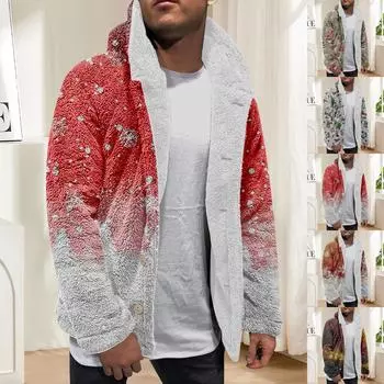 Мужская зимняя флисовая толстовка с капюшоном на молнии с накладным карманом, повседневная куртка XXXL