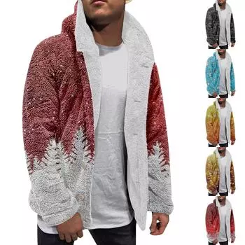 Мужская зимняя флисовая толстовка с капюшоном на молнии с накладным карманом, повседневная куртка XL красный