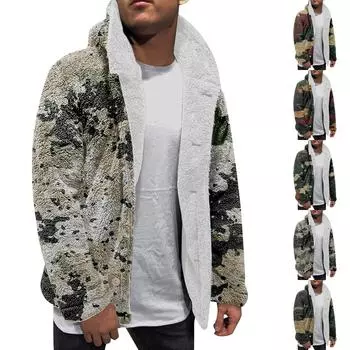 Мужская зимняя флисовая толстовка с капюшоном на молнии с накладным карманом, повседневная куртка L темно-зеленого