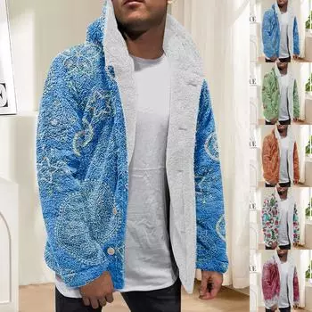 Мужская зимняя флисовая толстовка с капюшоном на молнии с накладным карманом, повседневная куртка XXXL