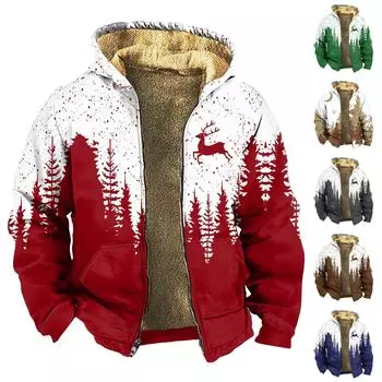 Мужская зимняя флисовая толстовка с капюшоном на молнии с накладным карманом, повседневная куртка XXXXXL красный