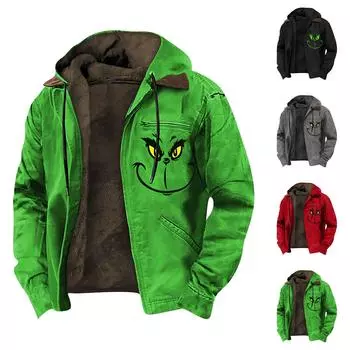 Мужская зимняя флисовая толстовка с капюшоном на молнии с накладным карманом, повседневная куртка XXXXXL чёрный