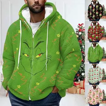 Мужская зимняя флисовая толстовка с капюшоном на молнии с накладным карманом, повседневная куртка XXXXL