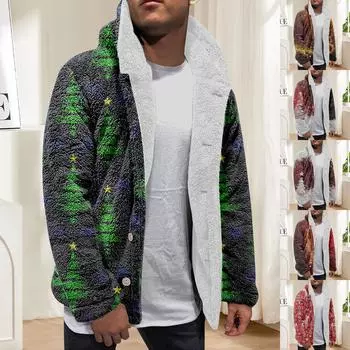 Мужская зимняя флисовая толстовка с капюшоном на молнии с накладным карманом, повседневная куртка L зелёный