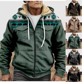 Мужская зимняя флисовая толстовка с капюшоном на молнии с накладным карманом, повседневная куртка XL зелёный