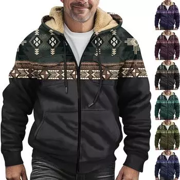 Мужская зимняя флисовая толстовка с капюшоном на молнии с накладным карманом, повседневная куртка XXXXXL
