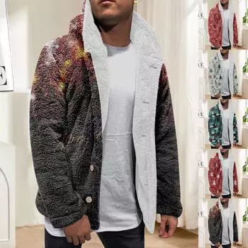 Мужская зимняя флисовая толстовка с капюшоном на молнии с накладным карманом, повседневная куртка M красный