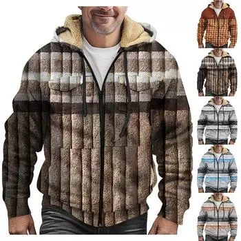 Мужская зимняя флисовая толстовка с капюшоном на молнии с накладным карманом, повседневная куртка XXXXXL