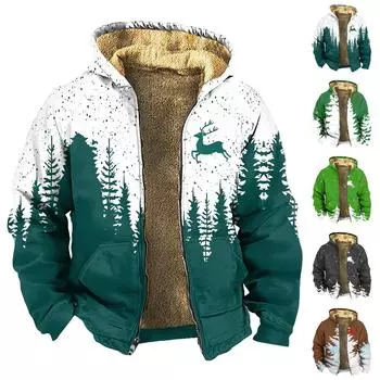 Мужская зимняя флисовая толстовка с капюшоном на молнии с накладным карманом, повседневная куртка L чёрный