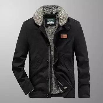 Мужская зимняя флисовая утепленная стеганая куртка из овечьего флиса с стеганой подкладкой M хаки