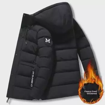 Мужская зимняя хлопковая куртка с капюшоном, утолщенный бархат, корейский стиль, красивое повседневное пальто L