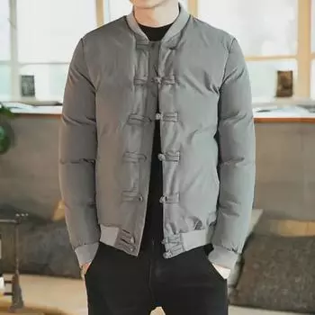 Мужская зимняя хлопковая куртка в китайском стиле Тан M армия зеленый