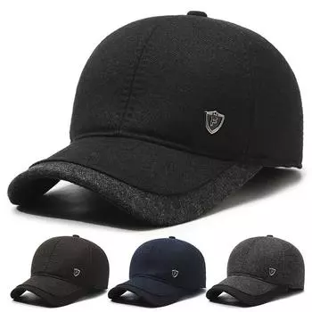 Мужская зимняя кепка для людей среднего и пожилого возраста, теплая бейсбольная кепка из хлопка, уличное утепление, защита ушей серый