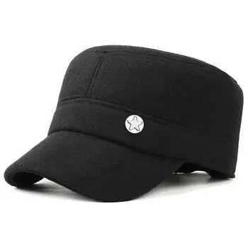 Мужская зимняя кепка для улицы среднего возраста и пожилых людей шерстяная кепка с плоским верхом для защиты ушей бейсболка утолщенная военная кепка для пожилых людей хлопковая кепка для мужчин Adjustable