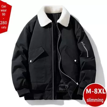 Мужская зимняя куртка больших размеров из овчины и хлопка (М-8XL) - Свободный, толстый, теплый L