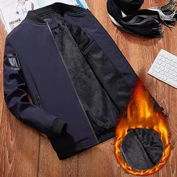 Мужская зимняя куртка больших размеров, толстая, теплая, с воротником-стойкой, мужские зимние пальто, мужская куртка из флиса, теплая верхняя одежда 5XL 5XL чёрный