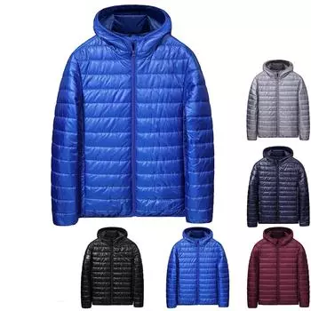 Мужская зимняя куртка большого размера с хлопковой подкладкой, с капюшоном, свободная легкая мужская куртка с хлопковой подкладкой, пальто L чёрный