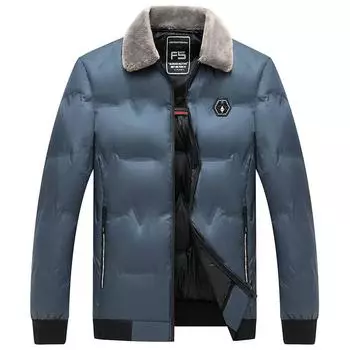 Мужская зимняя куртка большого размера с утолщенным пухом, тонкая, с застежкой-молнией, теплая верхняя одежда XS