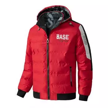 Мужская зимняя куртка большого размера с утолщенным воротником-стойкой и капюшоном S чёрный