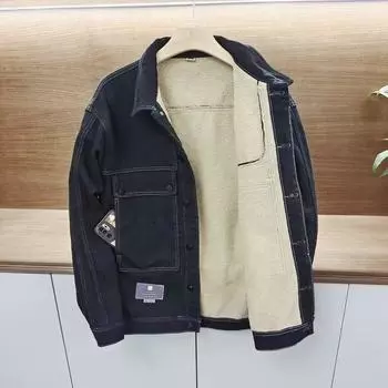 Мужская зимняя куртка большого размера с воротником-стойкой, теплая джинсовая куртка, зимняя утолщенная ветрозащитная теплая куртка 4XL