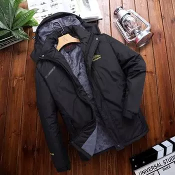 Мужская зимняя куртка из флиса, толстая теплая парка с капюшоном, мужская водонепроницаемая куртка большого размера с начесом, верхняя одежда для кемпинга и сноуборда, размер Plus 7XL 8XL S бежевый