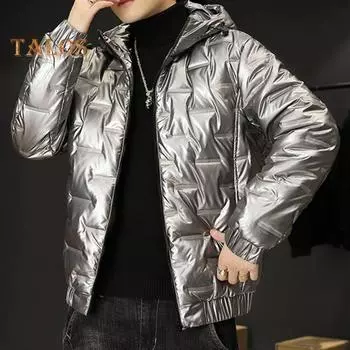 Мужская зимняя куртка из хлопка, парка, ветрозащитное толстое теплое пальто, модная однотонная повседневная верхняя одежда с длинным рукавом для холодной погоды M чёрный