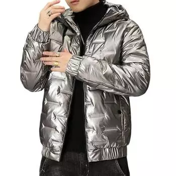 Мужская зимняя куртка из хлопка, парка, ветрозащитное толстое теплое пальто, модное однотонное длинное M чёрный