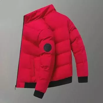 Мужская зимняя куртка из хлопка с пухом - теплая, воротник-стойка, повседневная, толстая, с защитой от холода XL