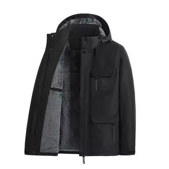 Мужская зимняя куртка из хлопка с толстым бархатом и съемной шапкой, повседневная свободная куртка из хлопка, теплое пальто из хлопка для мужчин XXXXXL