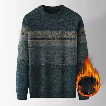 Мужская зимняя куртка из синели с круглым вырезом, утепленная и утолщенная, для пап среднего возраста, теплая трикотажная кофта, топы, большие размеры XXXXL чёрный