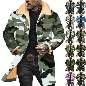 Мужская зимняя куртка камуфляжного цвета с несколькими карманами на молнии XL