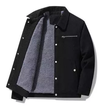 Мужская зимняя куртка-кардиган больших размеров с утолщением и подкладкой, флисовая куртка с воротником-стойкой, теплая повседневная спортивная однотонная модель с застежкой-молнией 5XL