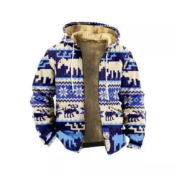 Мужская зимняя куртка-кардиган на молнии с флисовой курткой с принтом S розовый