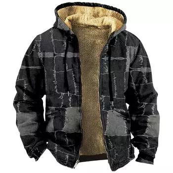 Мужская зимняя куртка-кардиган на молнии с флисовой курткой с принтом XL