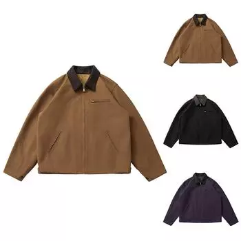 Мужская зимняя куртка на молнии с несколькими карманами в стиле ретро, однотонная M синий